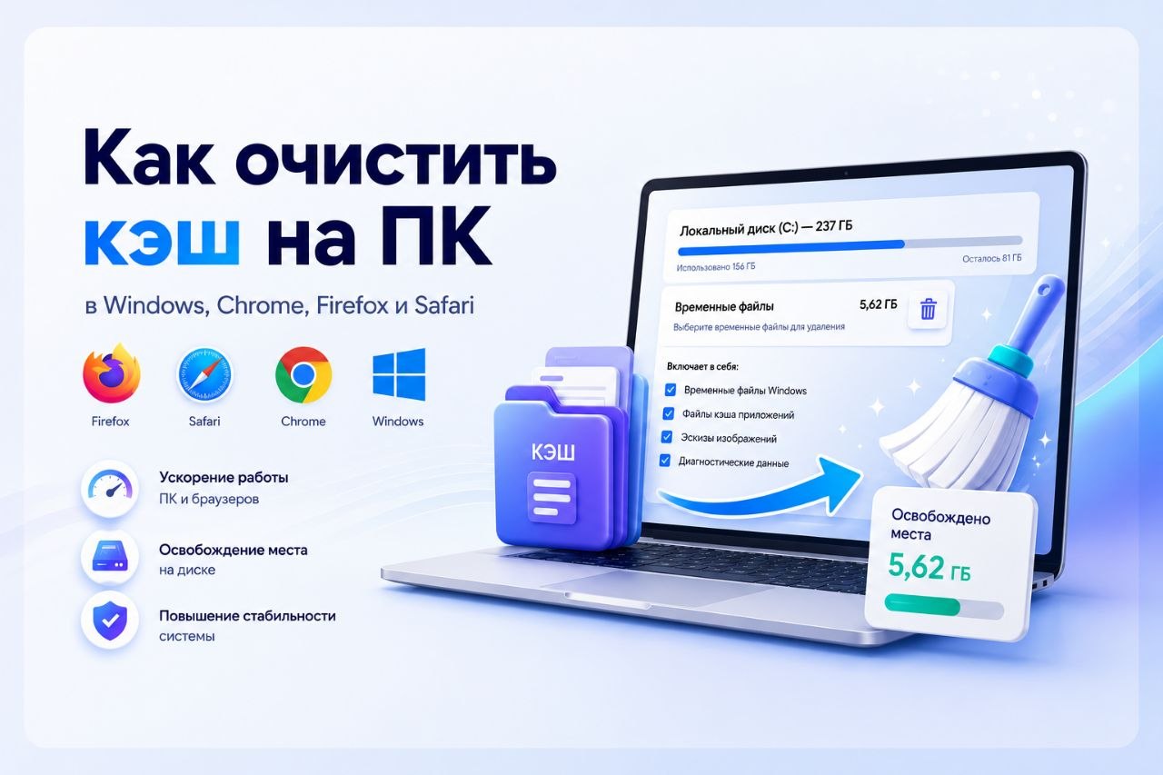 Как очистить кэш на компьютере: Chrome, Firefox, Safari и Windows